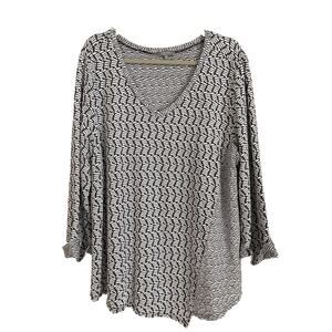 Habitat Clothes to Live In - Black/White Pattern, 3/4 Sleeve Top - Size 1X